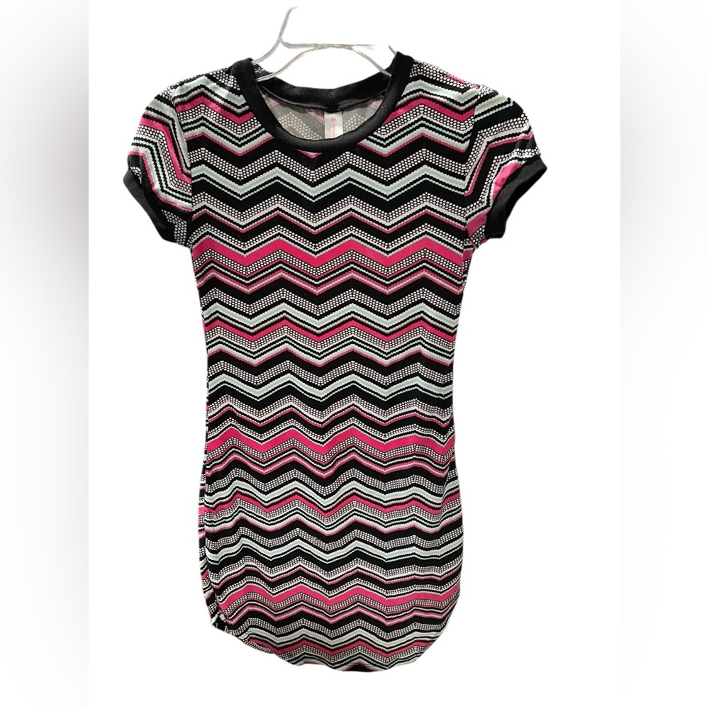 No Boundaries Chevron Bodycon Dress Black Pink White Size XS